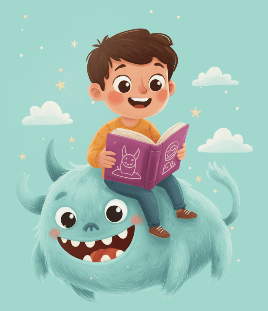 Child reading illustration